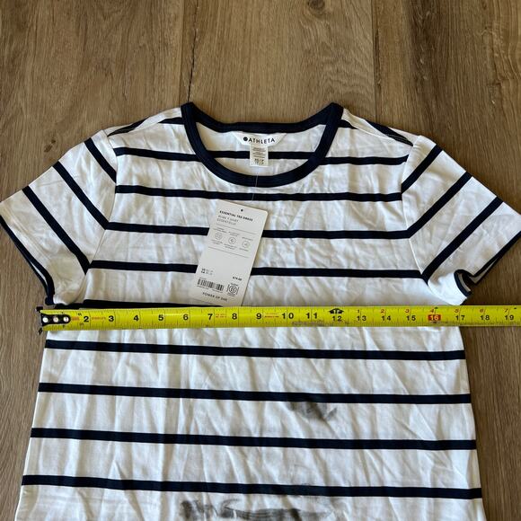 ATHLETA Women's Essential Tee Dress Size XS In Navy Stripes - Picture 8 of 11